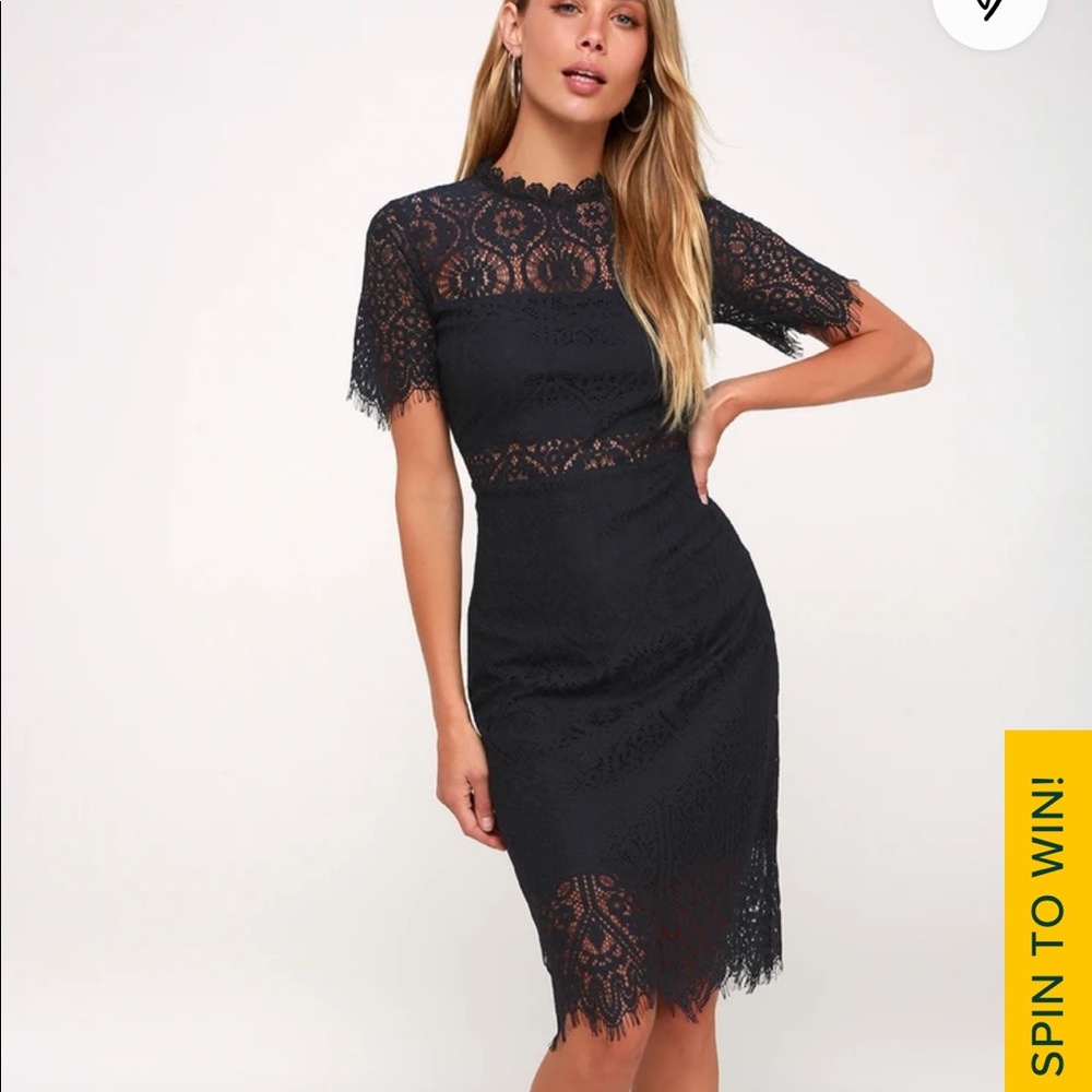 Lulu’s Remarkable Black Lace midi dress
